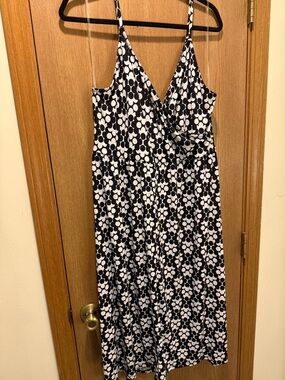 Gilli Black and White Polka Floral Wrap Dress